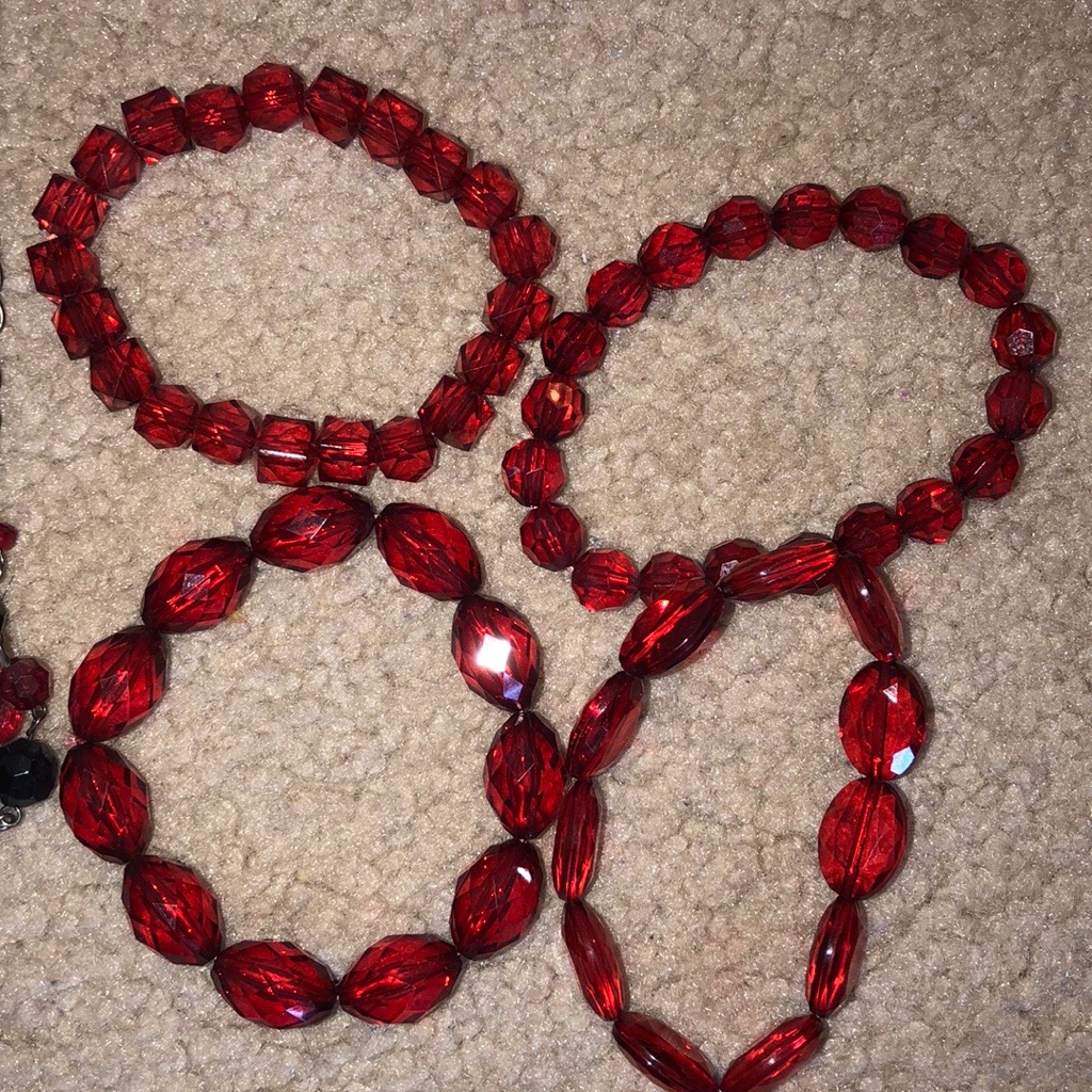 Red Matching Stackable Bracelets 4 Count